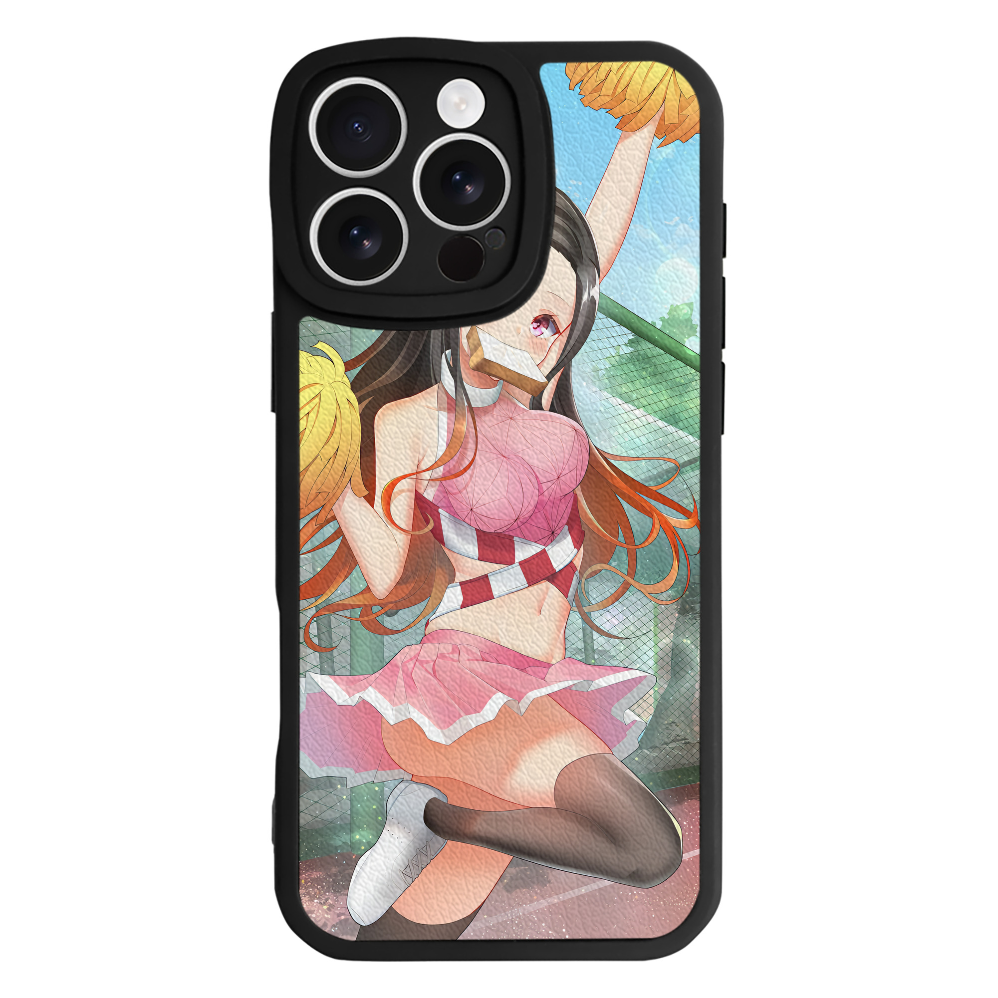 （画像用） 鬼滅の刃（きめつのやいば）竈門 禰󠄀豆子／かまど ねずこ Kamado Nezuko 【iPhone 16シリーズ対応】シリコンスマホケース（レザー調） 材質：シリコン